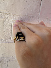 Vintage Onyx & Diamond Two Toned Gold Cocktail Ring
