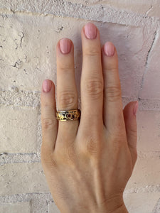 Vintage Rose Gold Ruby Eternity Band Bells & Flowers Size 5