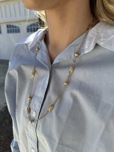 Unique Brushed Finished 26.5 Inch Gold Necklace