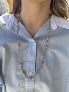 Unique Brushed Finished 26.5 Inch Gold Necklace
