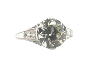 Platinum Art Deco 2.53 Carat Old European Cut Engagement Ring GIA
