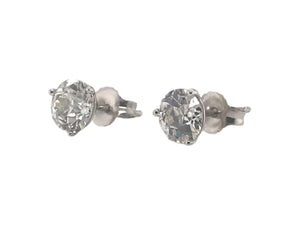1.88 Carat Old European Cut Diamond Stud Earrings