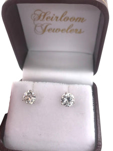 1.88 Carat Old European Cut Diamond Stud Earrings