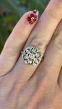 Vintage Diamond Cluster Ring 18K White Gold