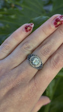 Contemporary Estate Aquamarine Sapphire & Diamond Ring 14K White Gold