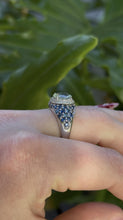 Contemporary Estate Aquamarine Sapphire & Diamond Ring 14K White Gold