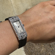 Vintage Platinum 1.5 Carat Diamond Watch On Velvet Watch Strap