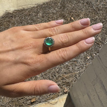 Vintage Edwardian Era Cabochon Cut Colombian Emerald Ring GIA