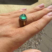 Vintage Edwardian Era Cabochon Cut Colombian Emerald Ring GIA