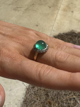 Vintage Edwardian Era Cabochon Cut Colombian Emerald Ring GIA
