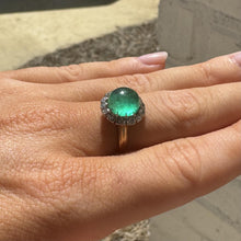 Vintage Edwardian Era Cabochon Cut Colombian Emerald Ring GIA