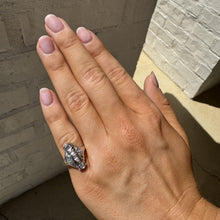 Dainty Vintage Diamond Cocktail Ring 14K White Gold