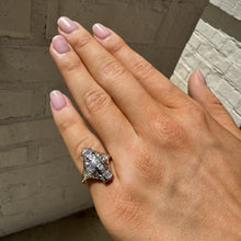 Dainty Vintage Diamond Cocktail Ring 14K White Gold