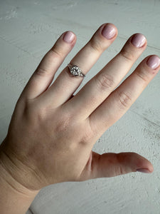 Vintage 0.8 Carat Old European Cut Diamond Platinum Engagement Ring