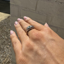 Vintage Two Toned Emerald & Diamond Three Stone Ring