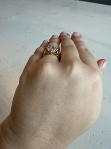 Victorian Era Old Mine Cut Diamond Cluster Ring 18K Rose Gold