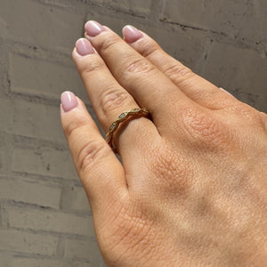Antique Style Engraved Eternity Diamond Wedding Band 14K Yellow Gold