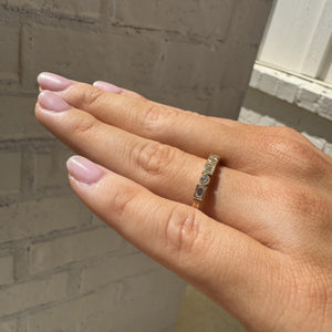 Antique Style Engraved Diamond Wedding Band 14K Yellow Gold