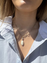 Yellow Gold Opal & Diamond Paperclip Chain Necklace