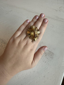 Vintage Large 30 Carat Yellow Quartz Brooch Pendant