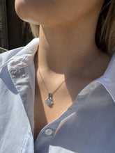 Vintage Old European Cut Diamond & Sapphire Drop Pendant Necklace