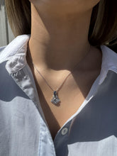 Vintage Old European Cut Diamond & Sapphire Drop Pendant Necklace