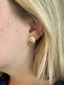 Vintage Diamond Stud Earrings 14K Yellow Gold