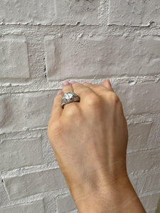 Antique 3.77 Carat Old European Cut Diamond Platinum Engagement Ring GIA
