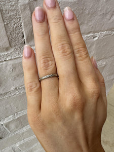 Vintage Engraved Wedding Band 14K White Gold Size 4.75