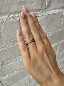 Vintage Engraved Wedding Band 14K White Gold Size 4.75
