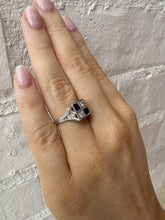 Vintage Art Deco Sapphire & Diamond Ring 20K White Gold