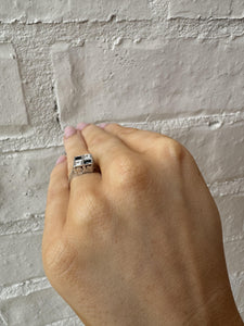 Vintage Art Deco Sapphire & Diamond Ring 20K White Gold