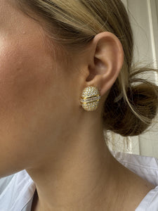 Vintage 5 Carat Diamond Cluster Earrings 14K Yellow Gold