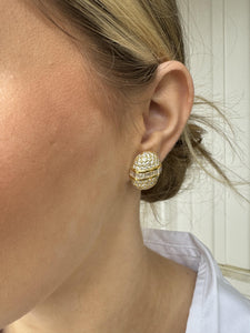 Vintage 5 Carat Diamond Cluster Earrings 14K Yellow Gold