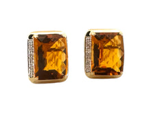 Large Citrine & Diamond Earrings 14K