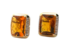 Large Citrine & Diamond Earrings 14K