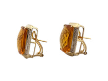 Large Citrine & Diamond Earrings 14K