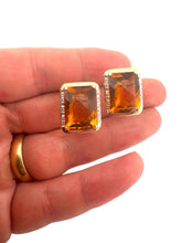 Large Citrine & Diamond Earrings 14K