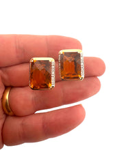 Large Citrine & Diamond Earrings 14K