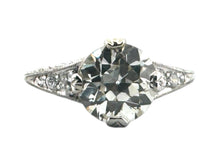 Art Deco 2.17 Carat Old European Cut Diamond Engagement Ring GIA
