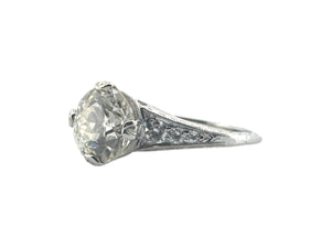 Art Deco 2.17 Carat Old European Cut Diamond Engagement Ring GIA