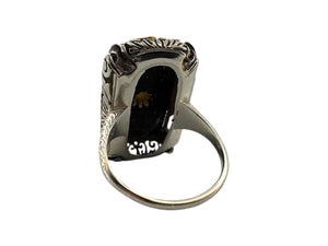 Art Deco TriGold Onyx & Diamond Cocktail Ring 18K