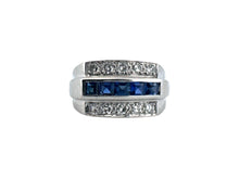 Diamond & Sapphire Band Style Ring 14K White Gold