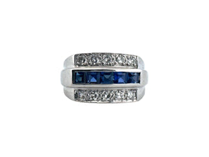 Diamond & Sapphire Band Style Ring 14K White Gold