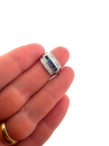 Diamond & Sapphire Band Style Ring 14K White Gold