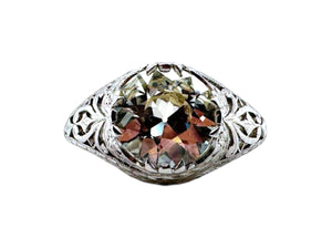 Edwardian 2.05 Carat Old European Cut Diamond Engagement Ring GIA