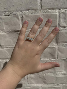 Vintage Opal & Diamond Three Stone Ring 18K Yellow Gold
