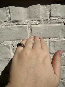 Vintage Art Deco Sapphire & Diamond Filigree Cocktail Ring Belais & Co