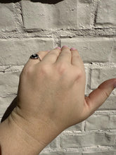 Vintage Art Deco Dainty Onyx & Diamond Filigree Ring 14K White Gold