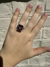 Vintage Amethyst & Old Mine Cut Diamond Illusion Set Cocktail Ring